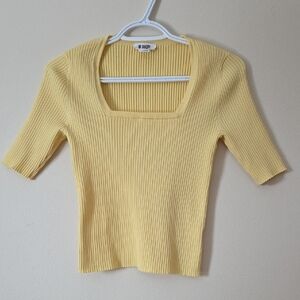 4/$20 BB Dakota Yellow Ribbed Short Sleeve Top